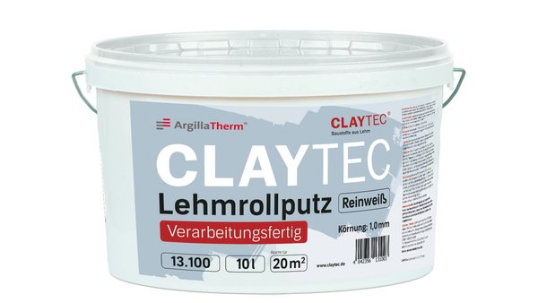 CLAYFIX Lehm direkt Streichputz reinweiss, 10l, mit Körnung